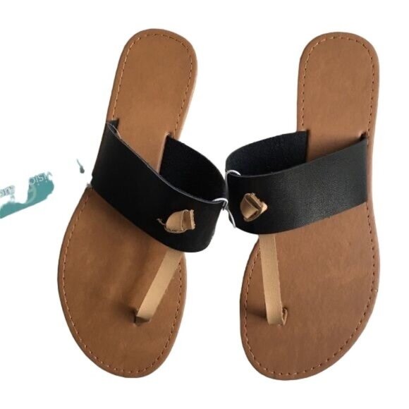 Envision Studio Black T-Strap Sandals New - Picture 1 of 5